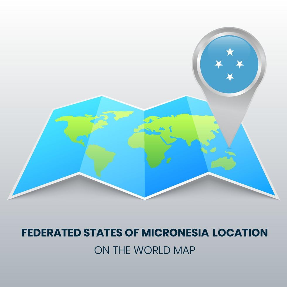ícone de localização dos estados federados da Micronésia no mapa mundial, ícone de alfinete redondo da Micronésia vetor