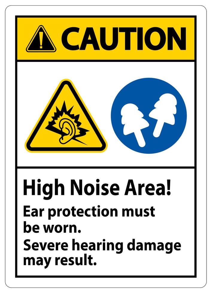 sinal de aviso deve ser usada proteção auditiva na área de alto ruído, podem ocorrer graves danos à audição vetor