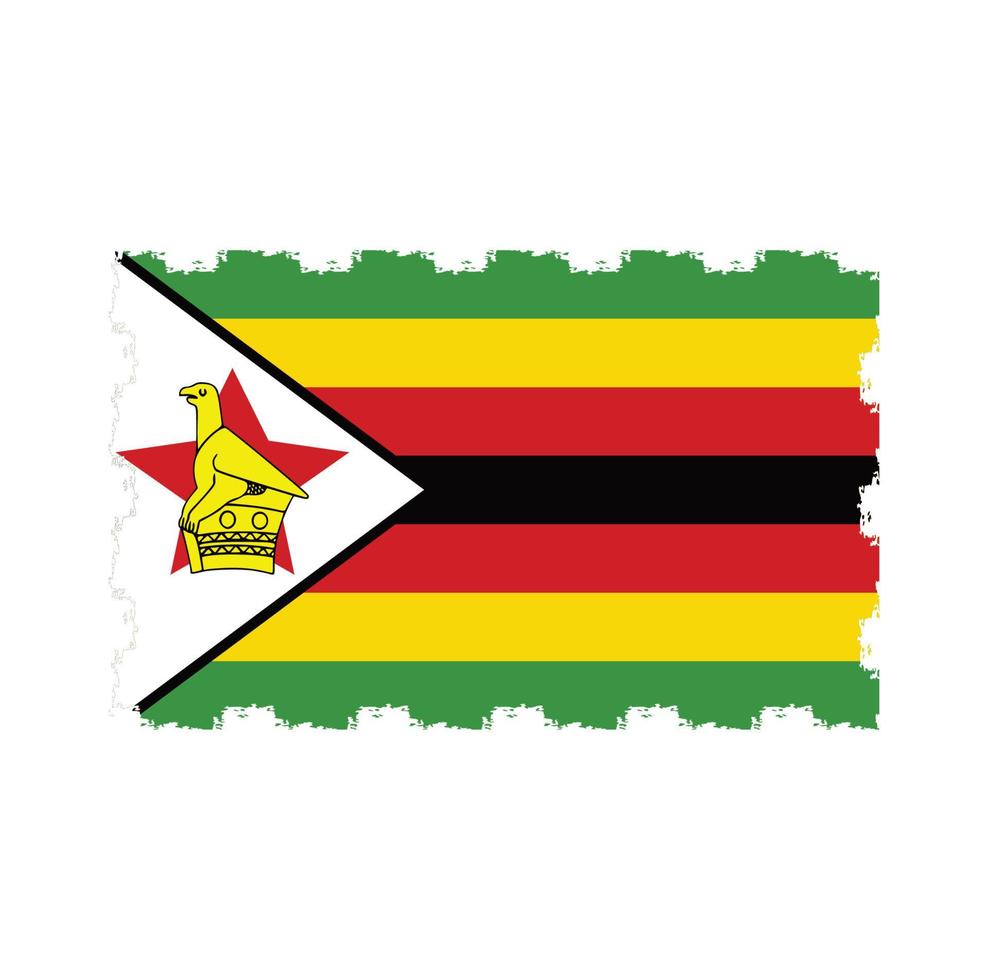 Vetor de bandeira do zimbabwe com pincel estilo aquarela
