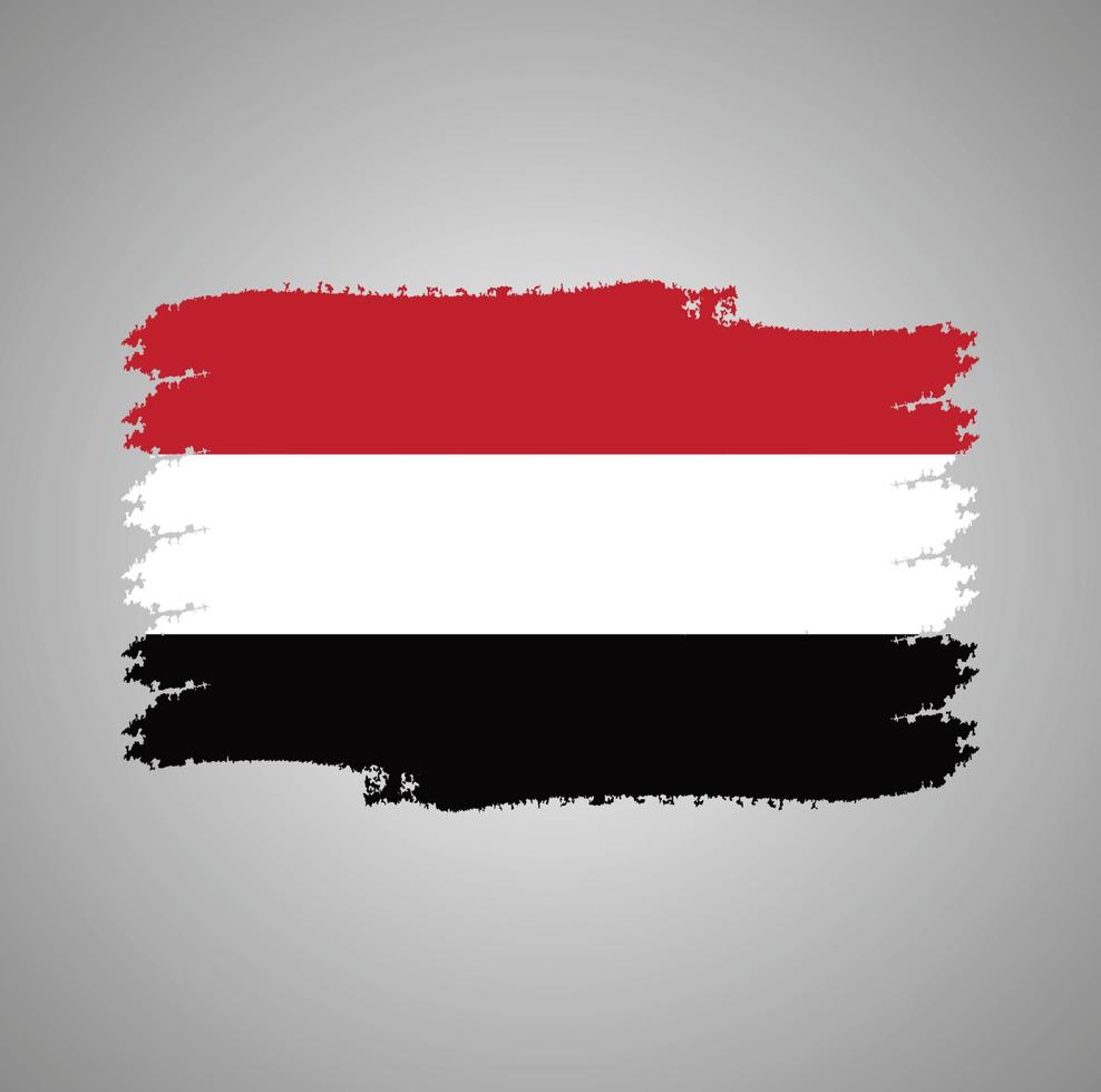bandeira do Iémen com pincel pintado a aquarela vetor