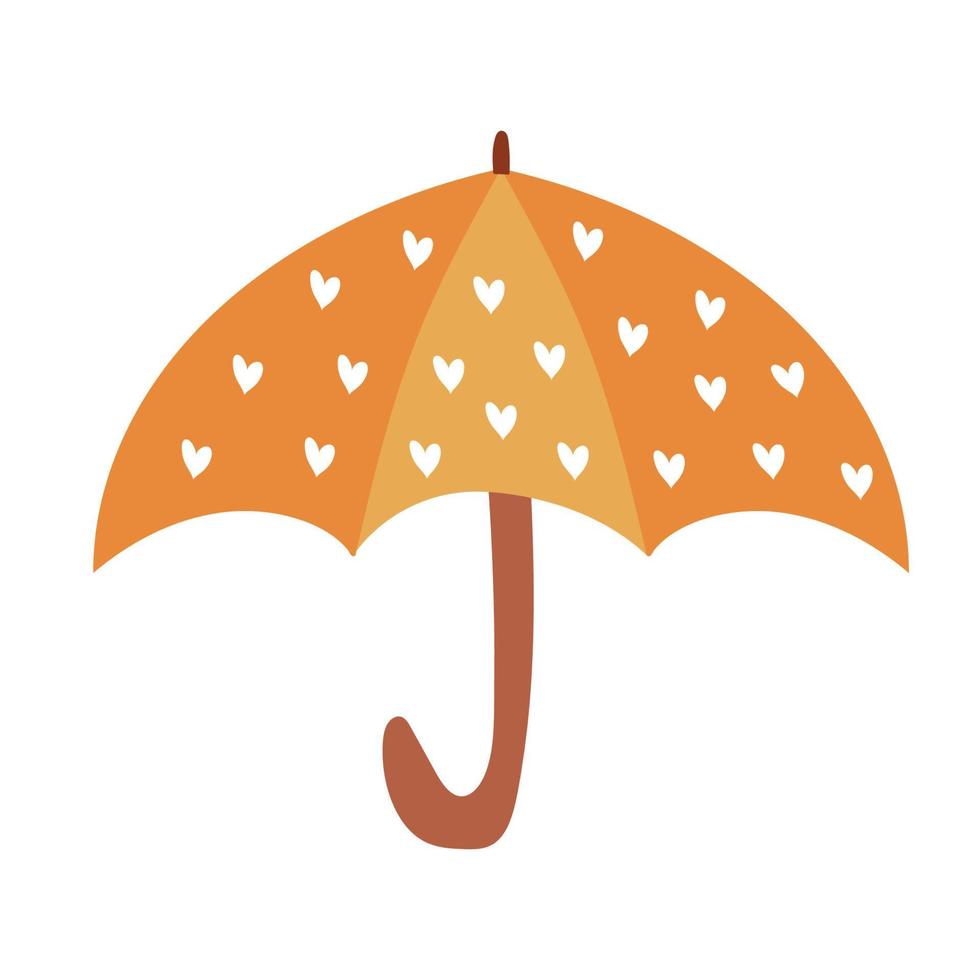 doodle guarda-chuva aberto com estampa de coração vetor