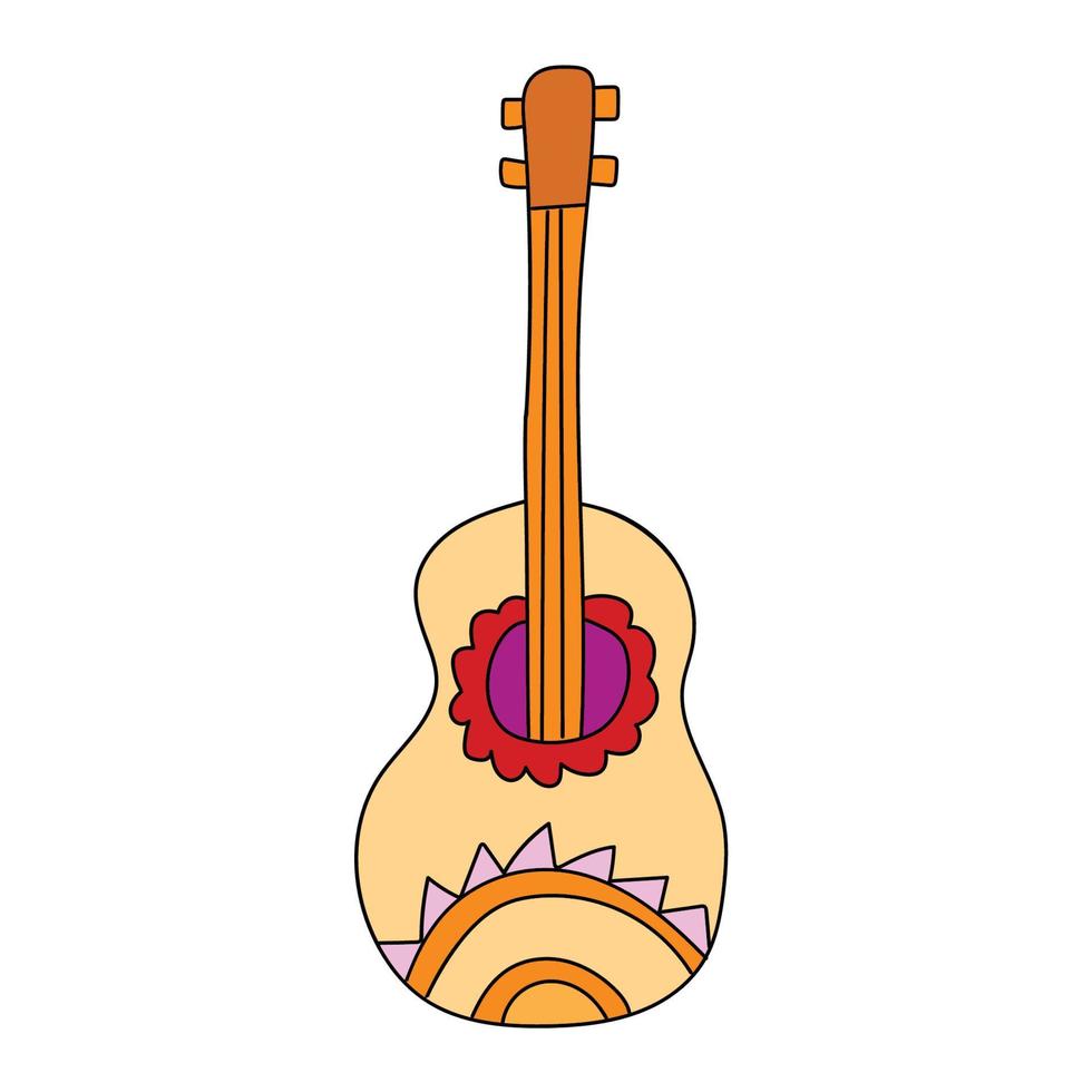 guitarra acústica de desenho animado vetor