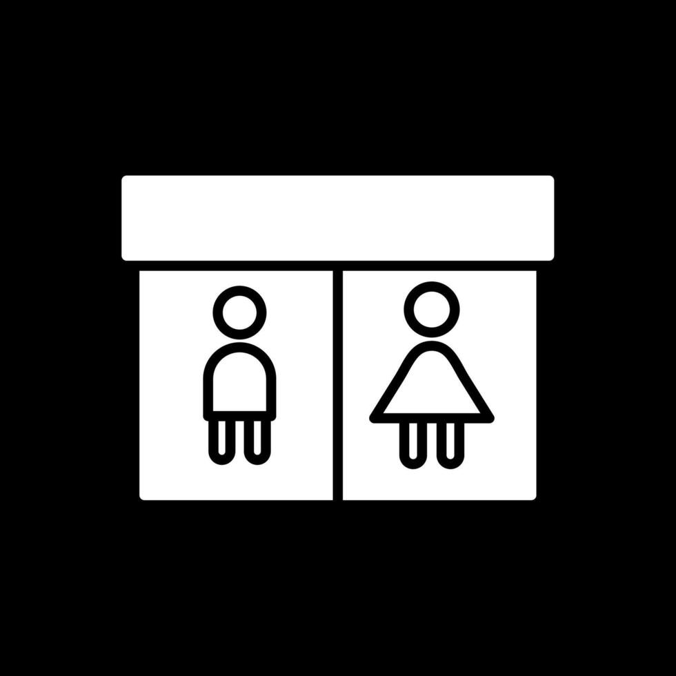 público banheiro glifo invertido ícone Projeto vetor