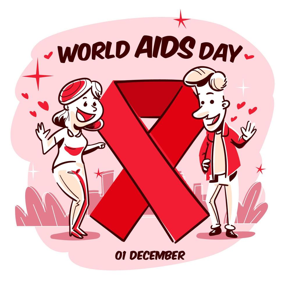 estilo retro do dia mundial da aids vetor