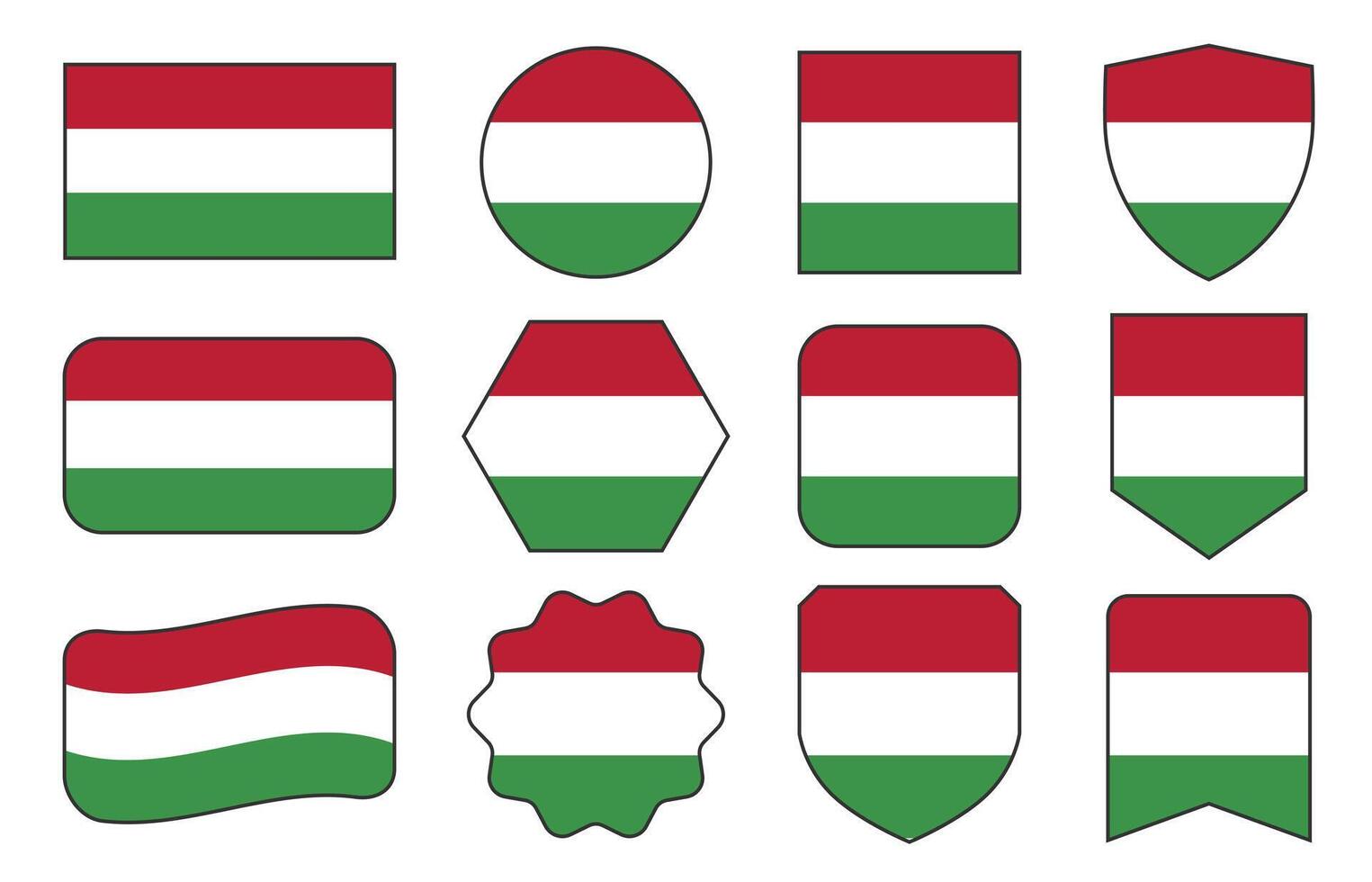 bandeira do Hungria dentro moderno abstrato formas, acenando, distintivo, Projeto modelo vetor
