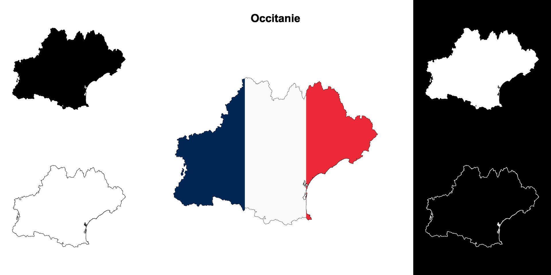 occitânio região esboço mapa conjunto vetor