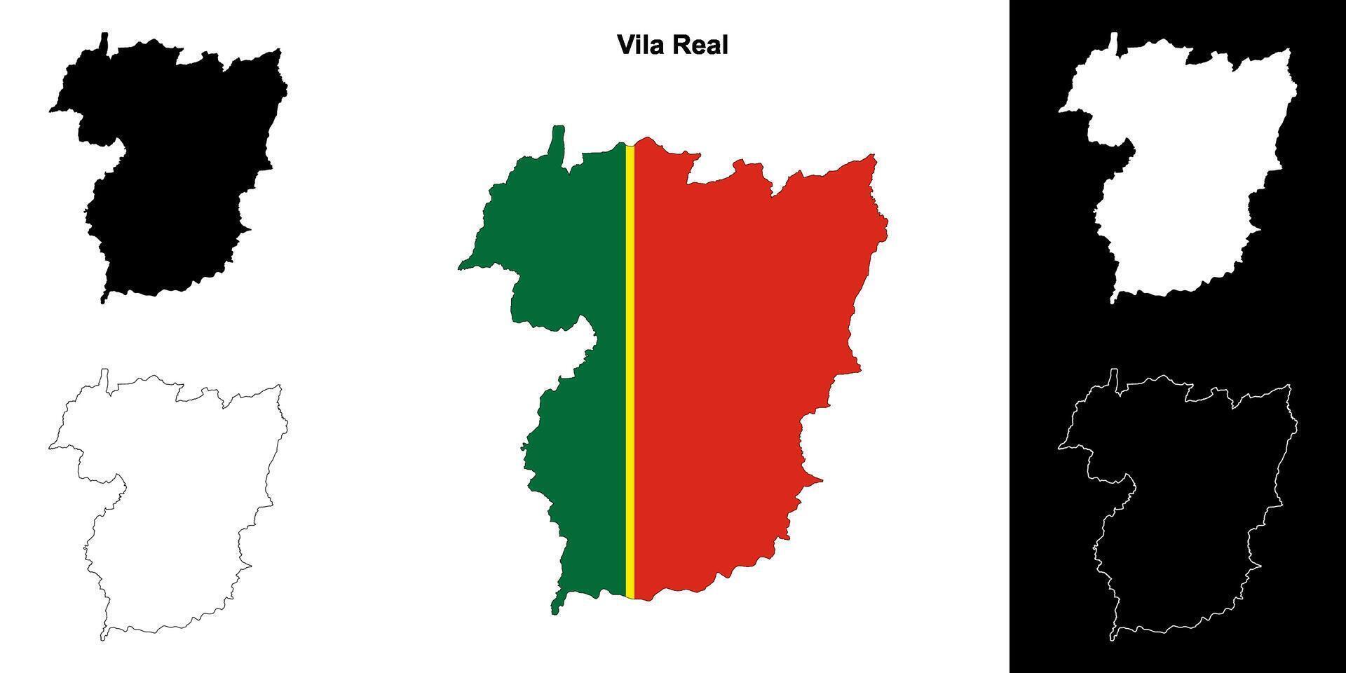 vila real distrito esboço mapa conjunto vetor