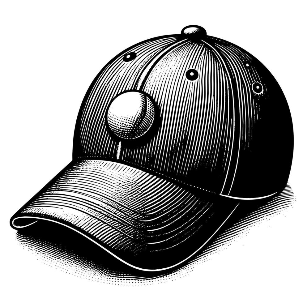 Preto e branco ilustração do uma solteiro beisebol boné vetor