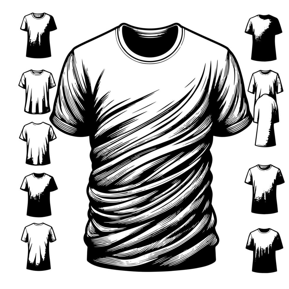 Preto e branco ilustração do uma branco camiseta vetor