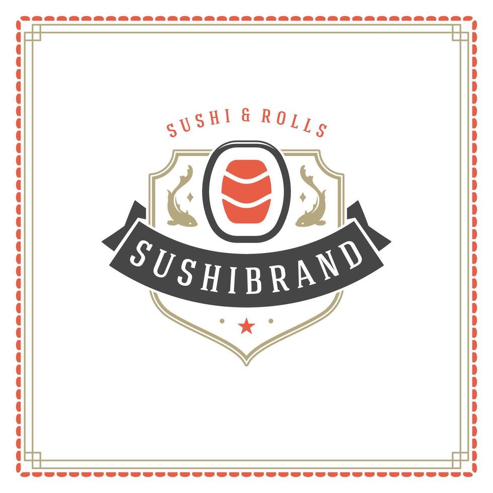 Sushi restaurante logotipo ilustração. vetor