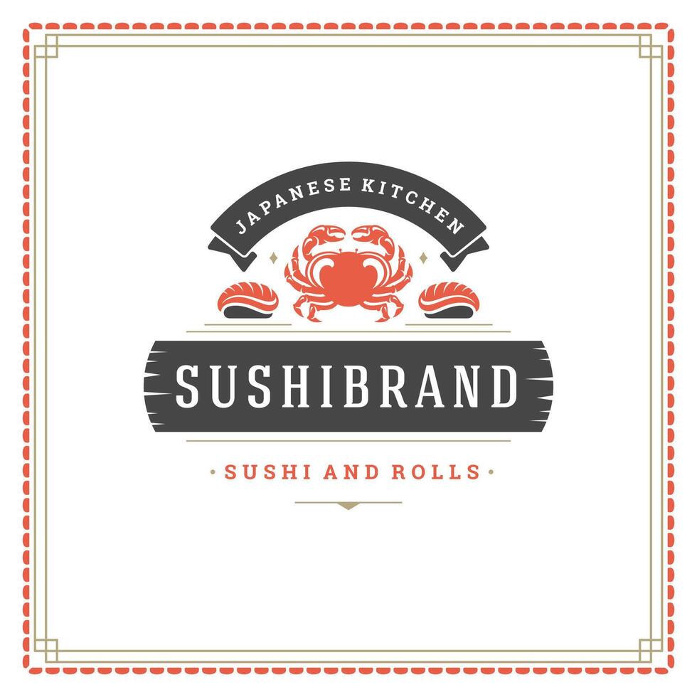 Sushi restaurante logotipo ilustração. vetor