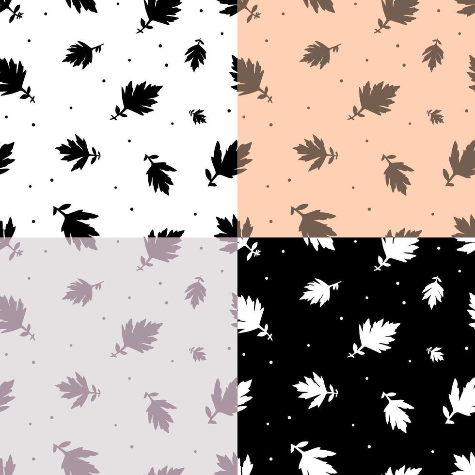 conjunto do desatado padrões com silhuetas do Relva folhas. enfeite para decoração e impressão em tecido. Projeto elemento. vetor