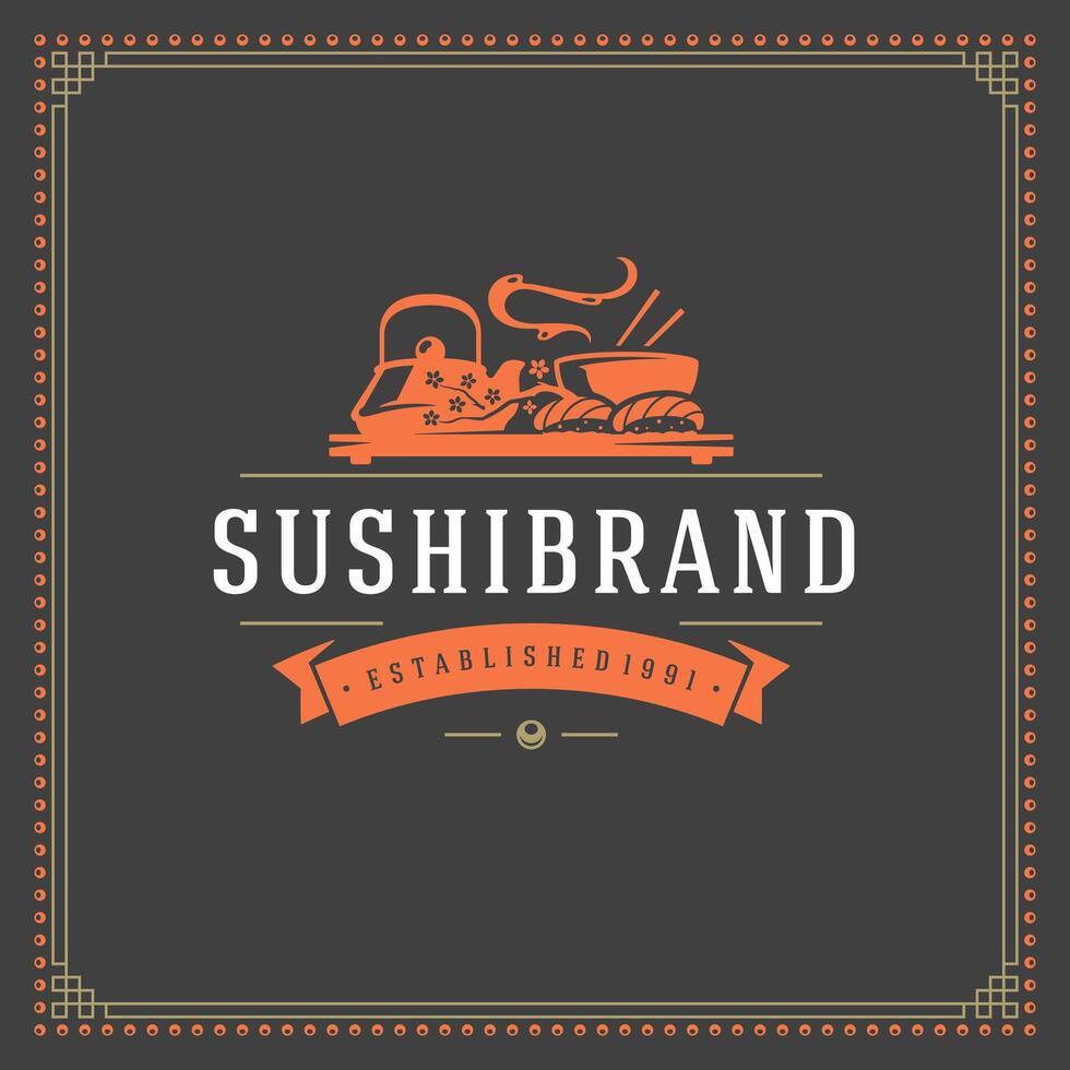 Sushi restaurante logotipo Projeto modelo ilustração. vetor