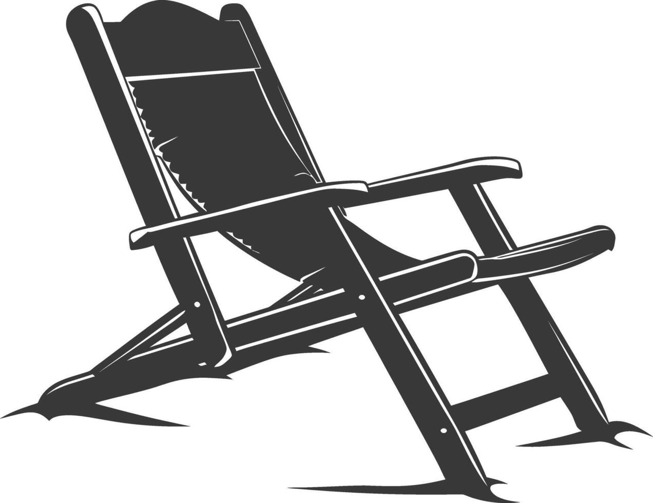 silhueta de praia cadeira cheio Preto cor só vetor