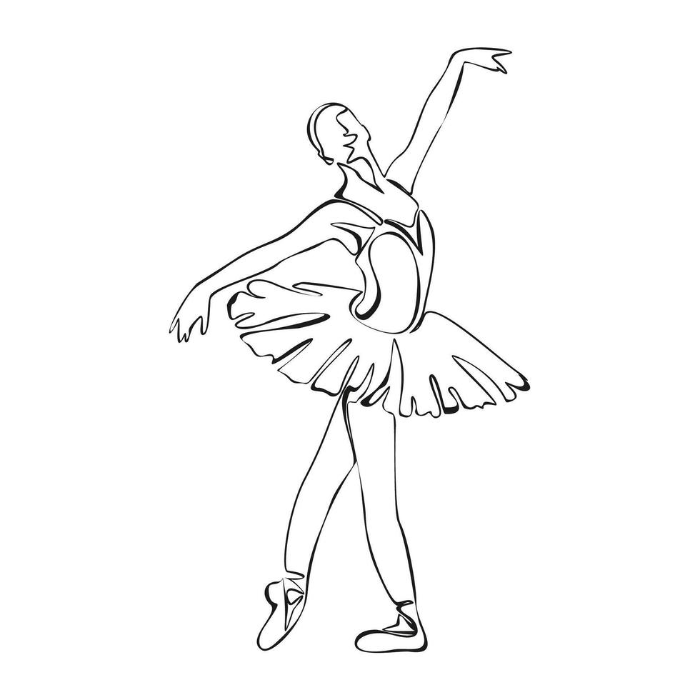 contínuo linha arte desenho. balé dançarino bailarina. ilustração silhueta do uma dançarino vetor