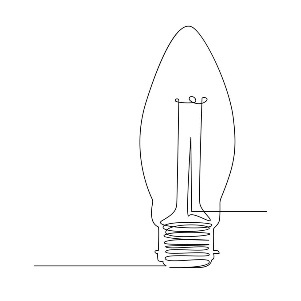 contínuo solteiro 1 linha desenhando lâmpada arte vetor