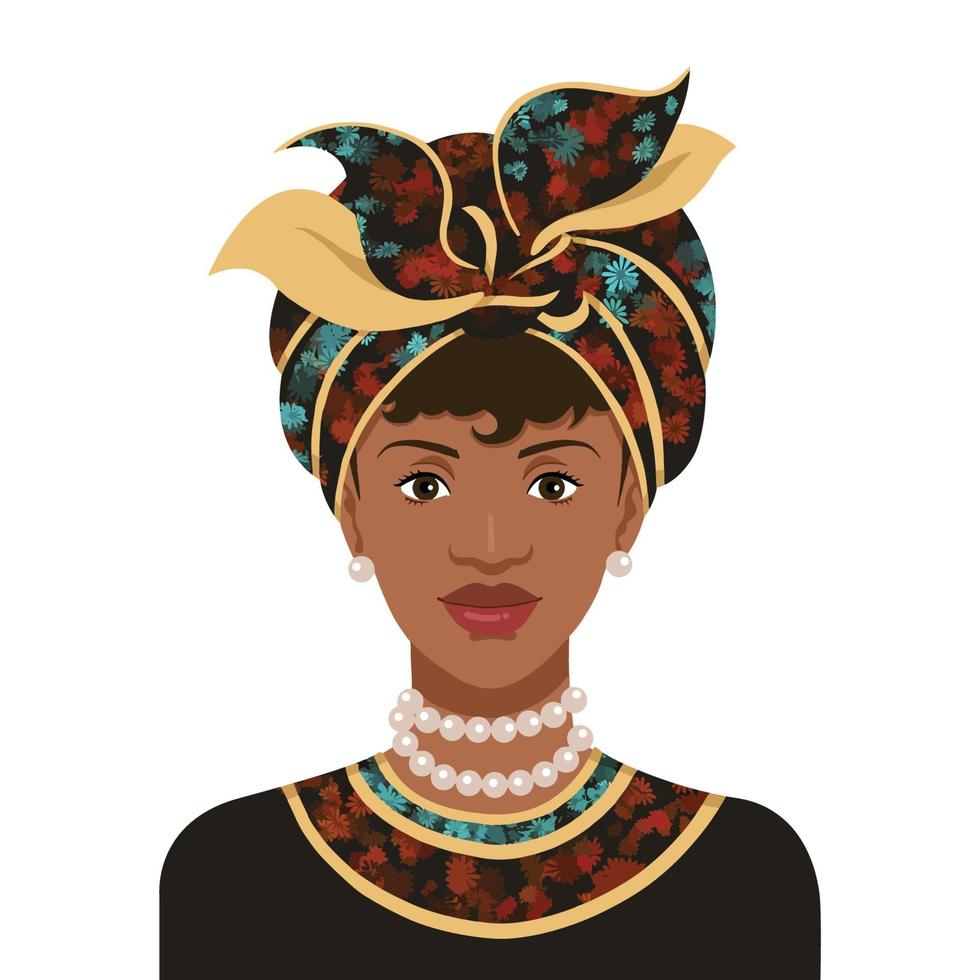 linda mulher africana em roupas tradicionais com colar de pérolas vetor