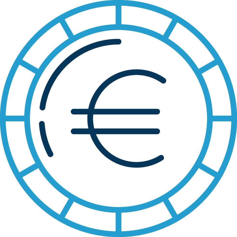 euro moeda linha azul dois cor ícone vetor