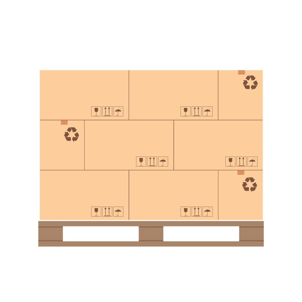 design de paletes com caixas de embalagem de produtos paletizados vetor