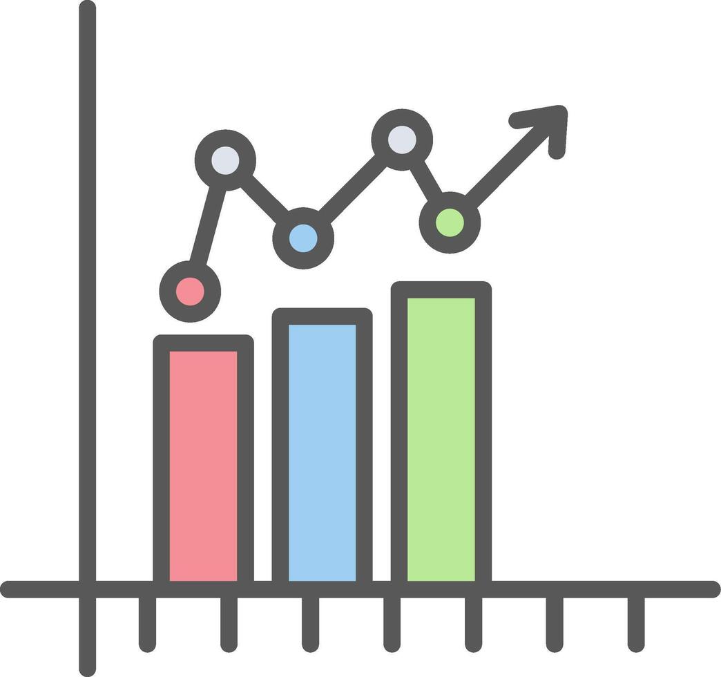 Barra gráfico linha preenchidas luz ícone vetor