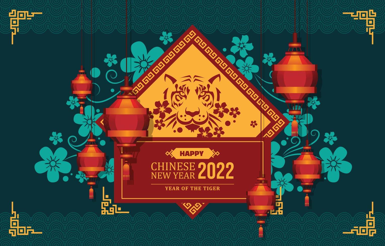 ano novo chinês 2022 o ano do tigre vetor