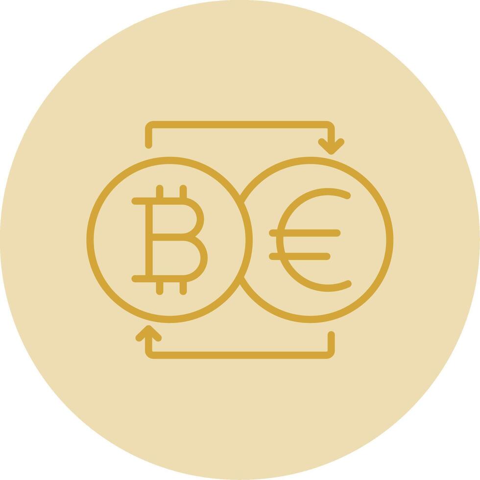 bitcoin trocador linha amarelo círculo ícone vetor