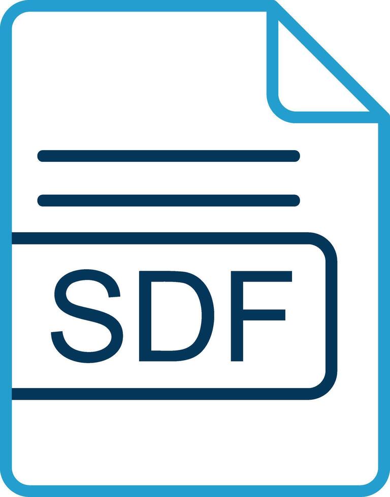 sdf Arquivo formato linha azul dois cor ícone vetor