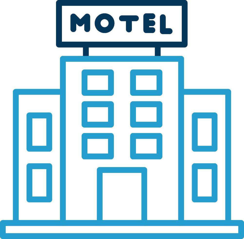 motel linha azul dois cor ícone vetor