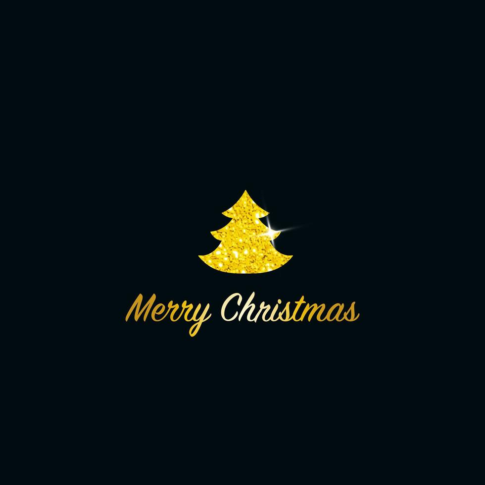 espumante árvore de Natal. ícone de glitter metálico dourado sobre um fundo azul escuro. Feliz Natal e Feliz Ano Novo 2022. ilustração em vetor. vetor