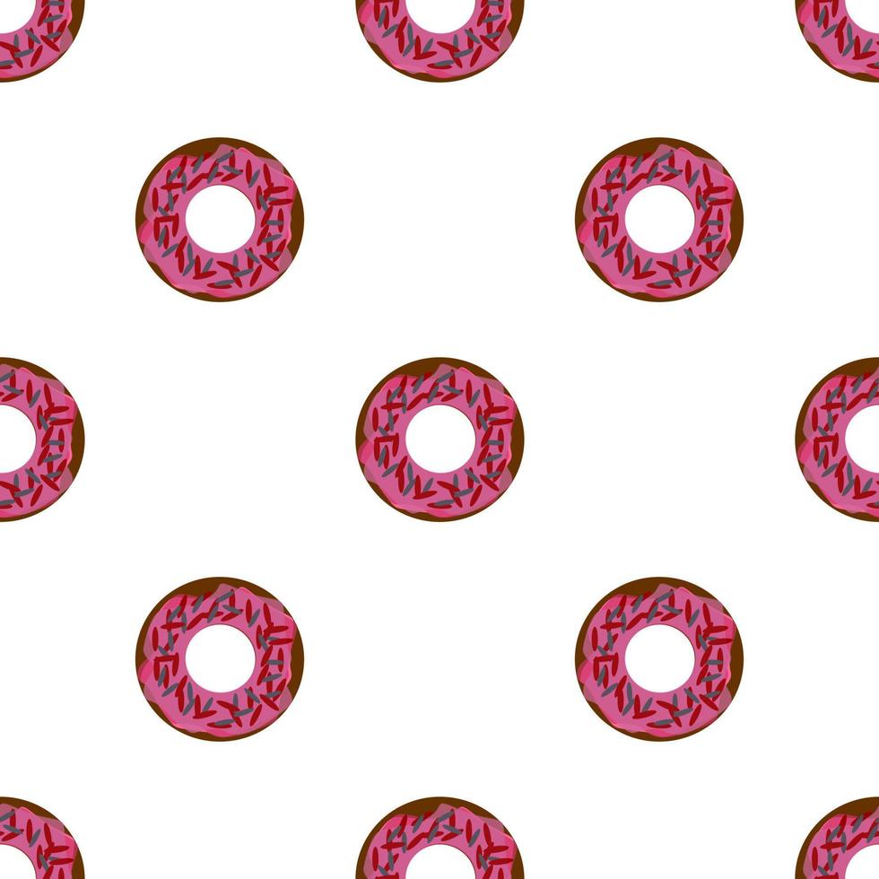 design de bolo donuts padrão sem emenda. fundo branco. design de alimentos para papel de parede, pano de fundo, capa, venda, loja e design gráfico. ilustração vetorial vetor