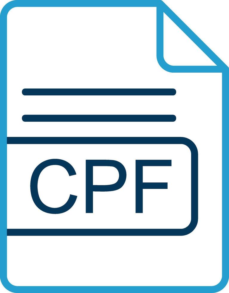 cpf Arquivo formato linha azul dois cor ícone vetor