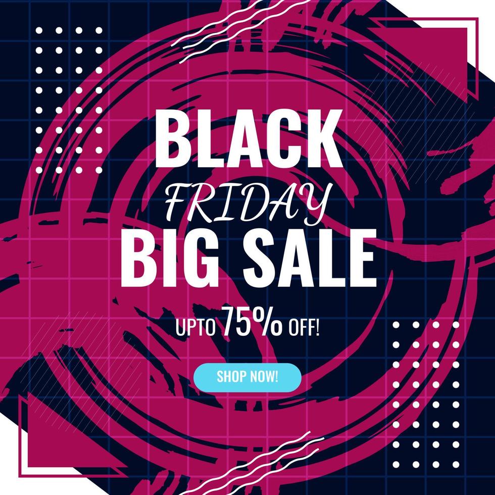 Black Friday sale banner moderno abstrato com pinceladas pintadas à mão grunge vetor