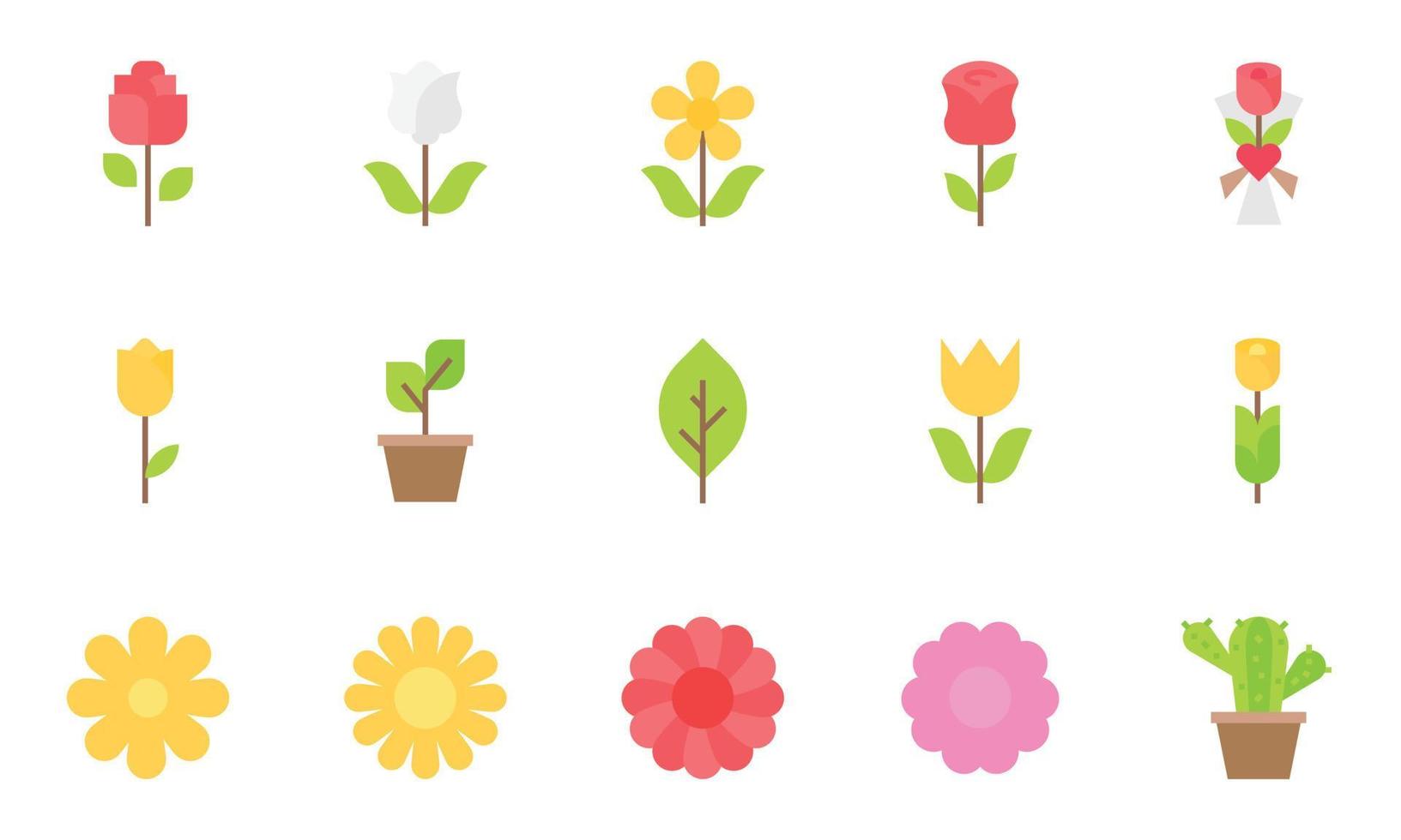 ilustração vetorial de ícones de flores, floral, rosa, cacto vetor