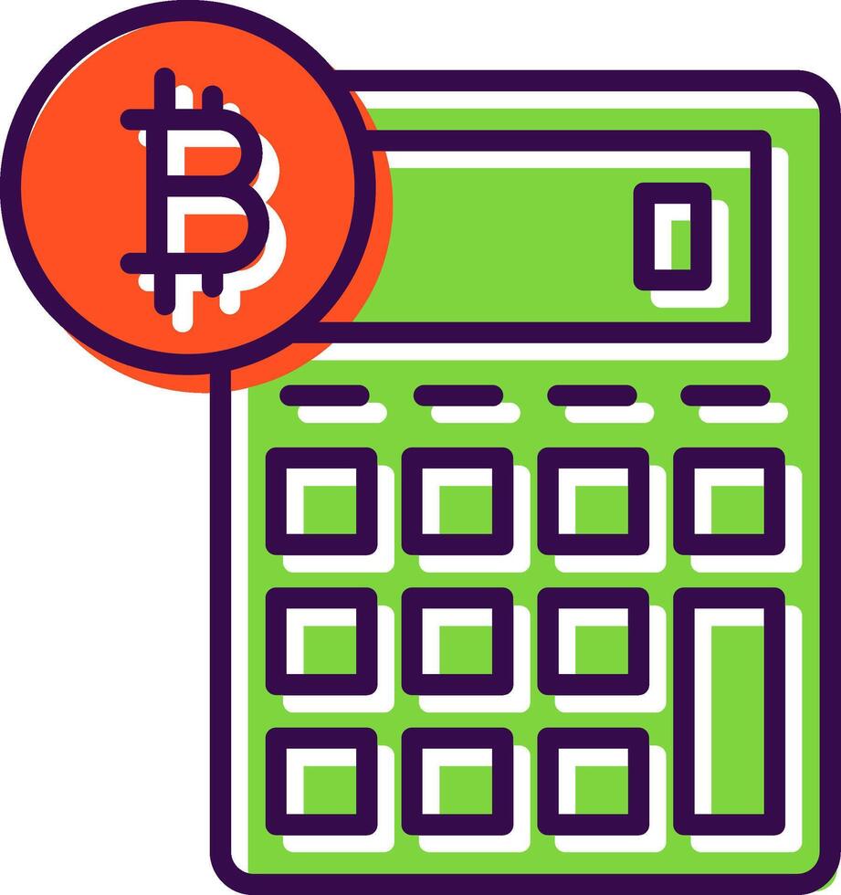 bitcoin calculadora preenchidas Projeto ícone vetor