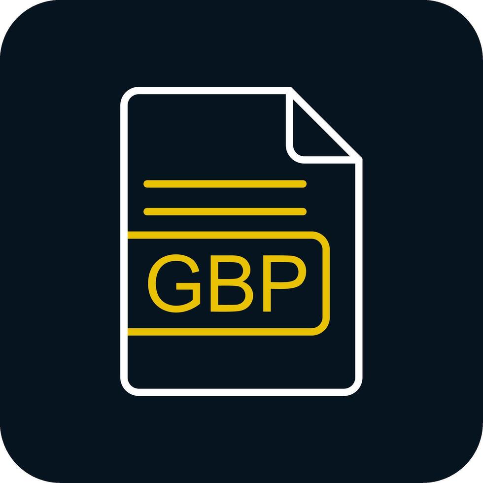 GBP Arquivo formato linha amarelo branco ícone vetor
