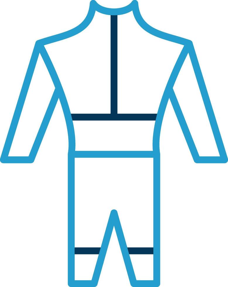 roupa de mergulho linha azul dois cor ícone vetor