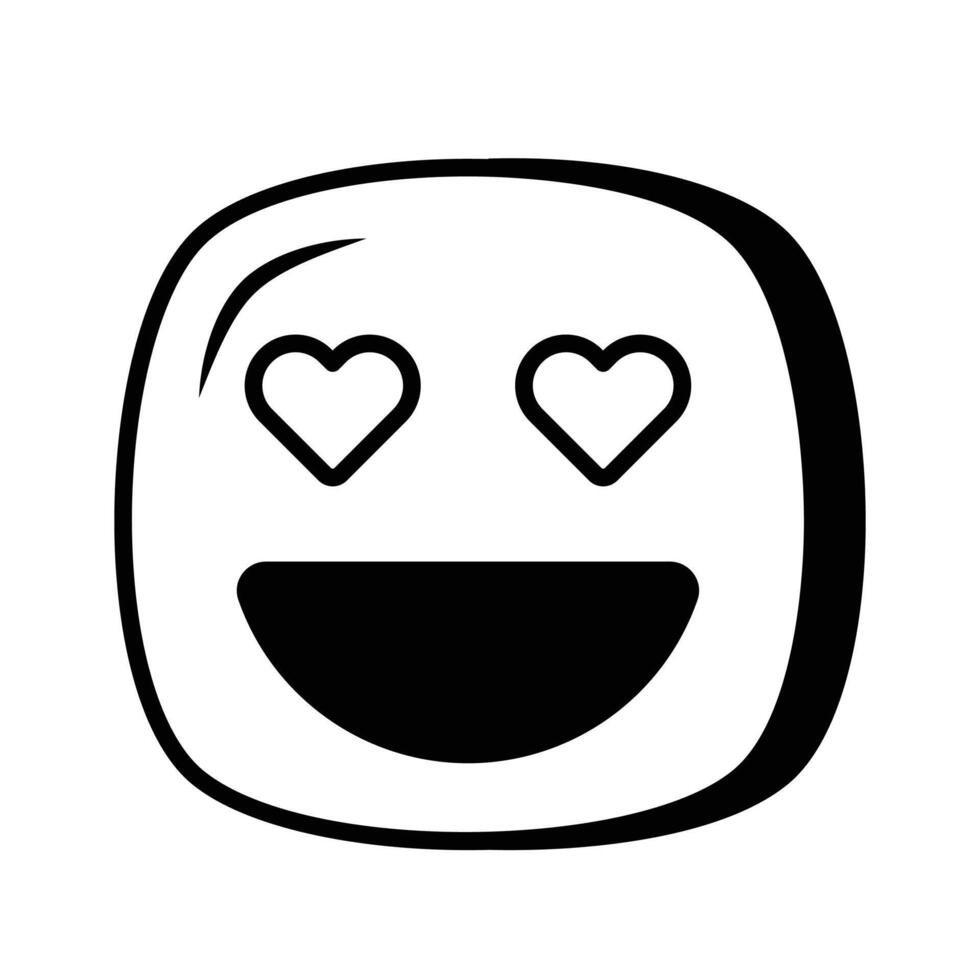 feliz face com coração símbolos em olhos, conceito ícone do dentro amor emoji vetor