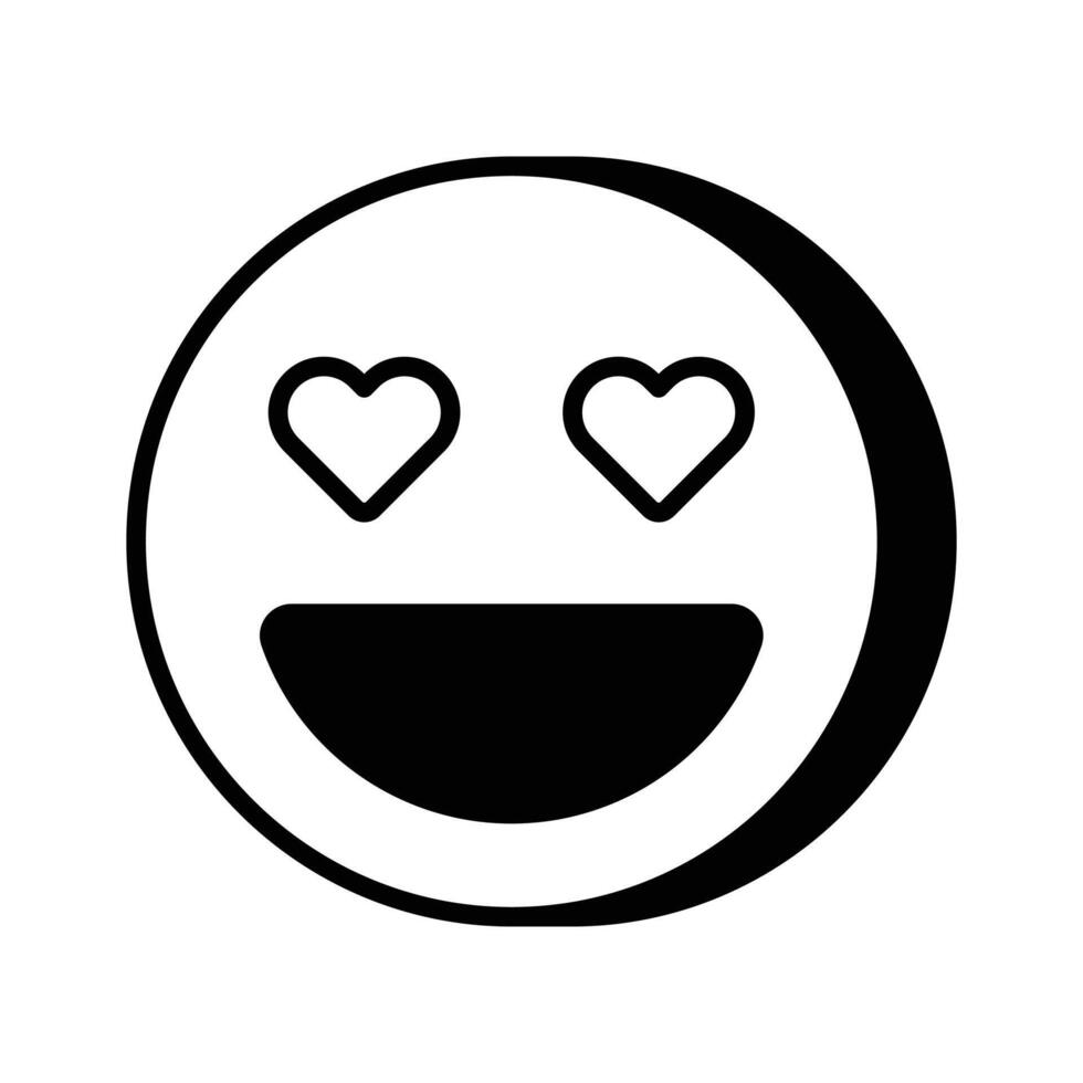 feliz face com coração símbolos em olhos, conceito ícone do dentro amor emoji vetor