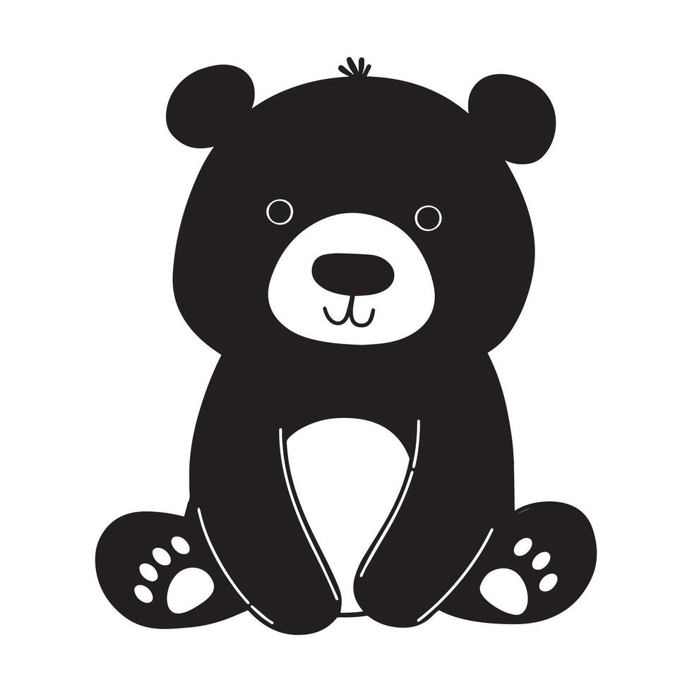 Urso logotipo - uma bebê Urso sentado ilustração dentro Preto e branco vetor