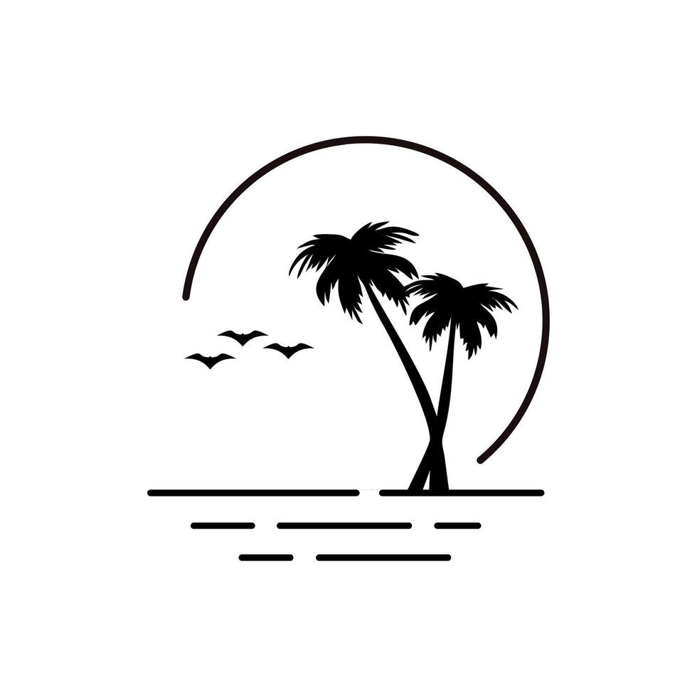 de praia com Palma árvore ícone logotipo Projeto modelo vetor