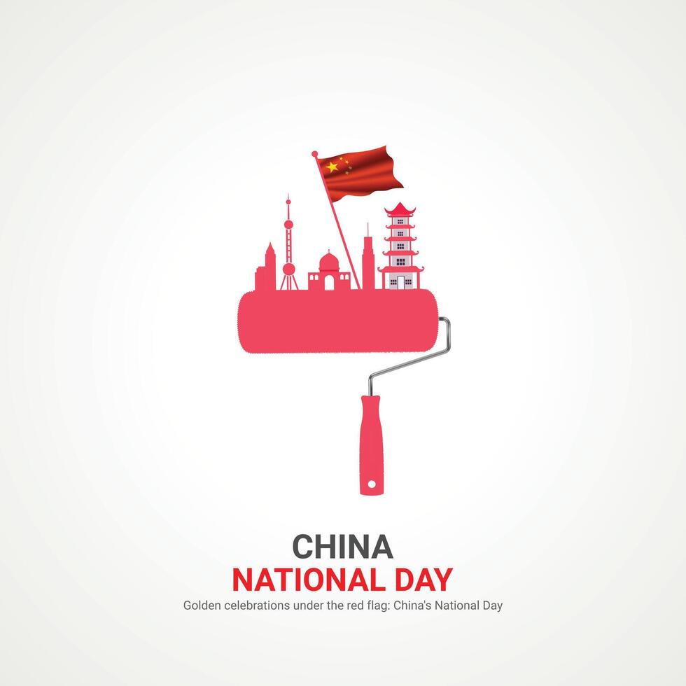 China nacional dia. China nacional dia criativo Publicidades Projeto 1 outubro . , 3d ilustração. vetor