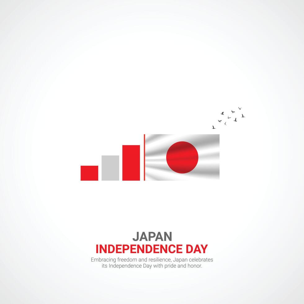 Japão independência dia. Japão independência dia criativo Publicidades Projeto fevereiro 11. , 3d ilustração. vetor