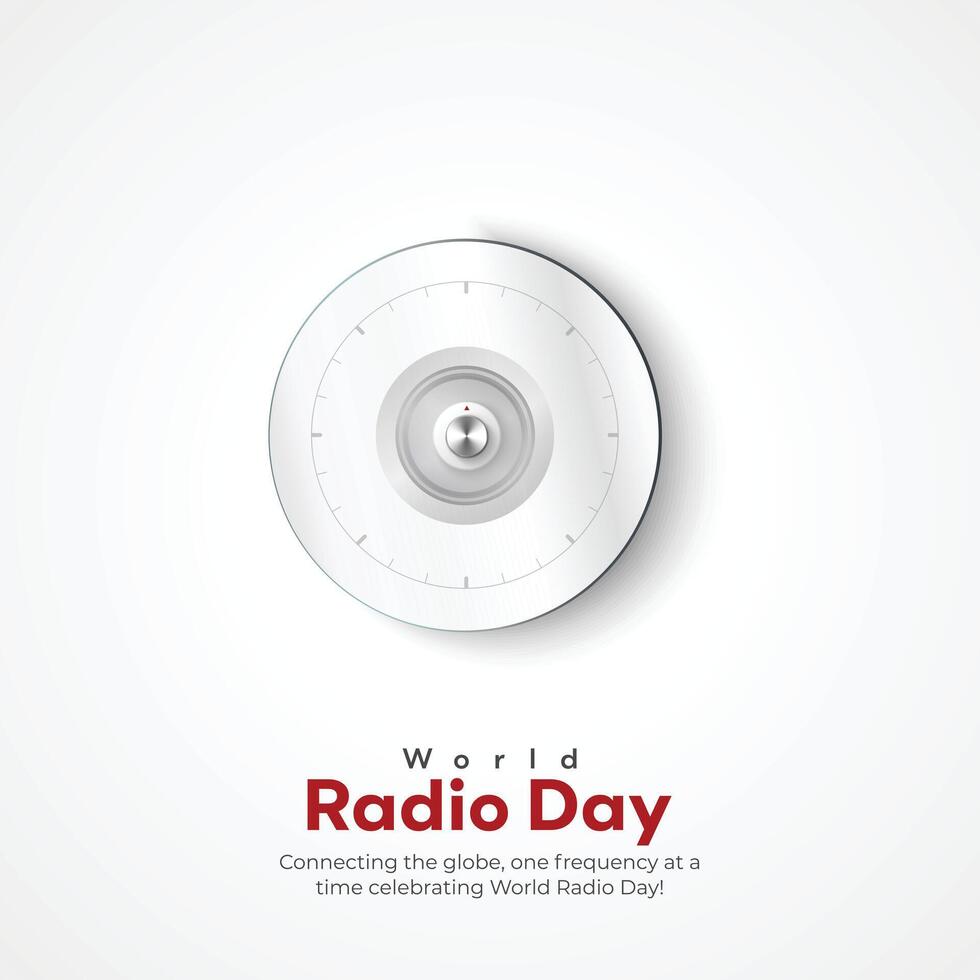 mundo rádio dia criativo Publicidades Projeto. fevereiro 13 rádio dia social meios de comunicação poster 3d ilustração. vetor