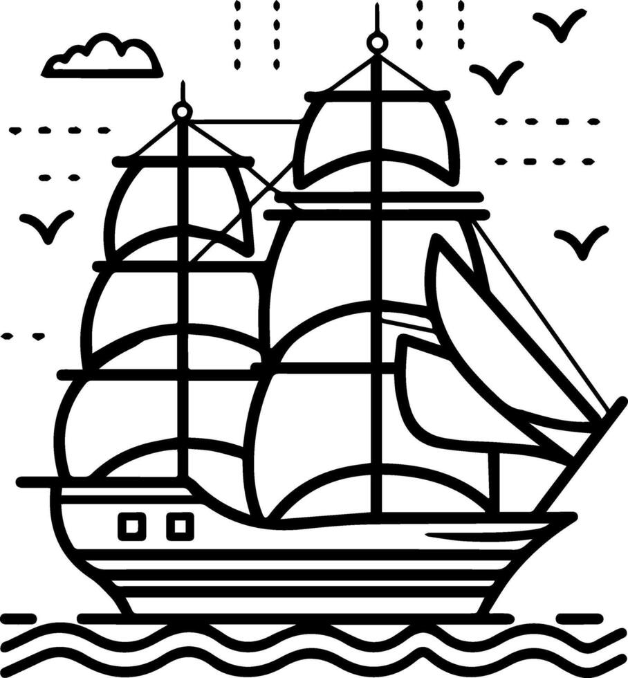 barco a vela ícone estilo ilustração vetor