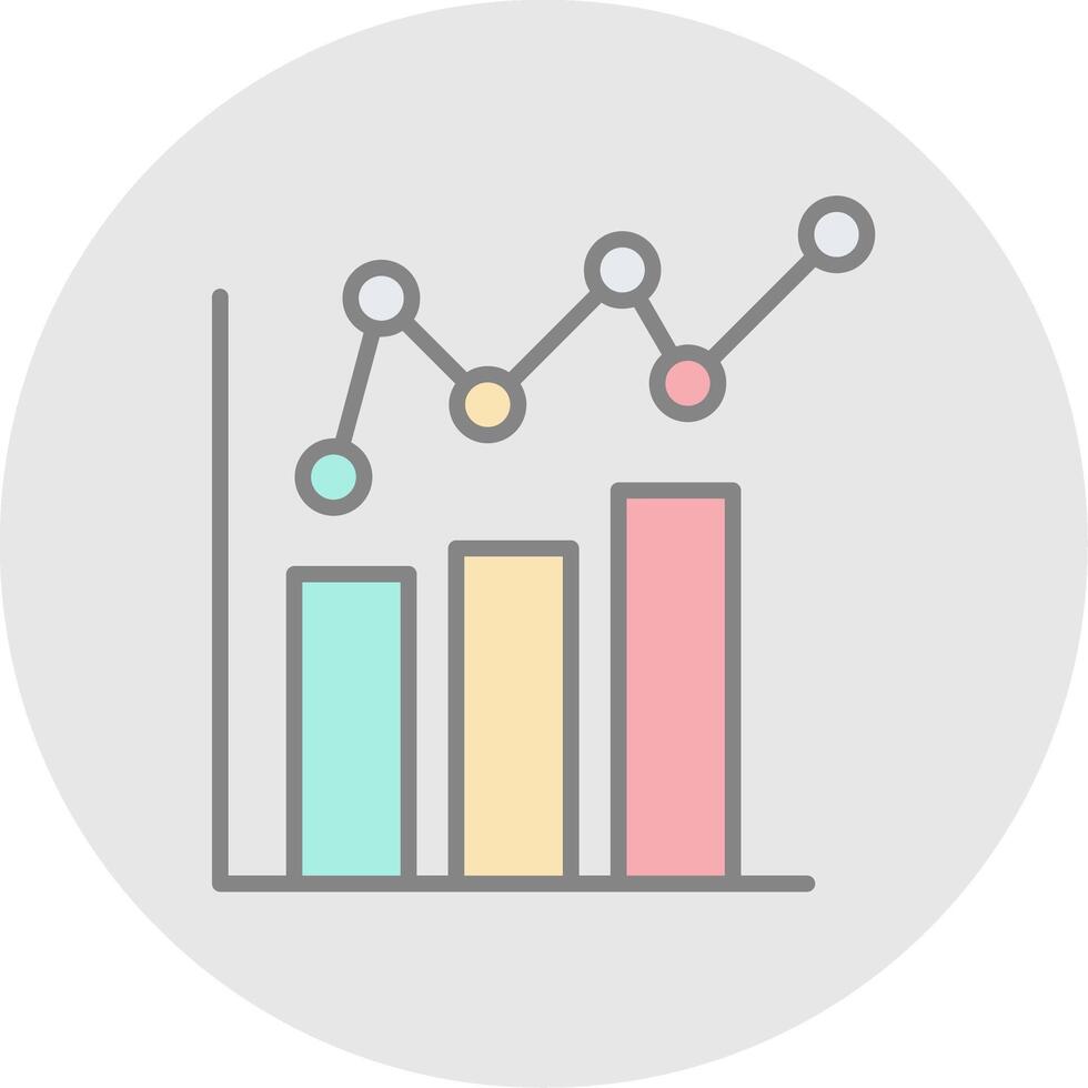 Barra gráfico linha preenchidas luz ícone vetor