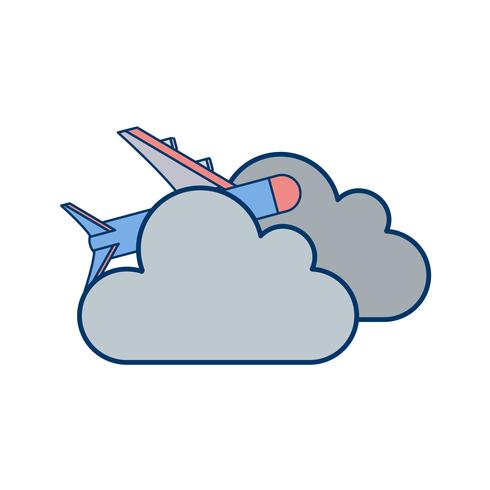 Ícone de vetor de nuvem de avião