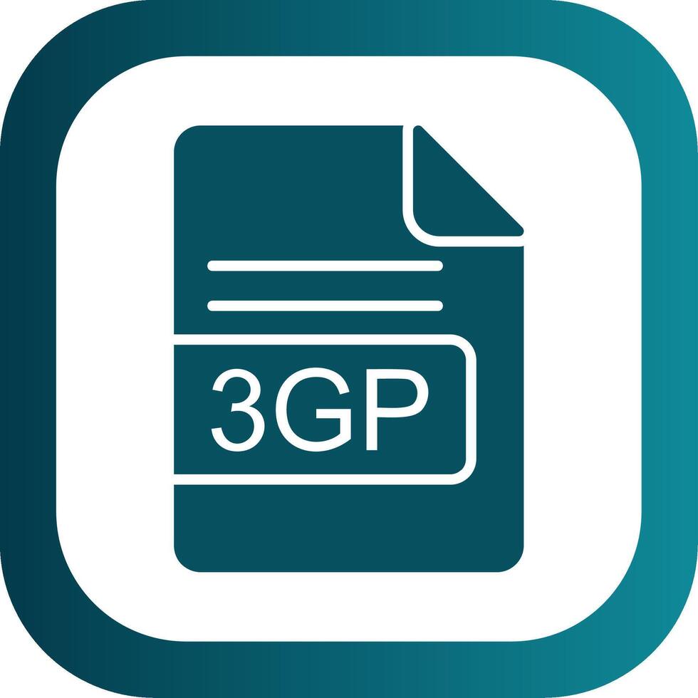 3gp Arquivo formato glifo gradiente canto ícone vetor