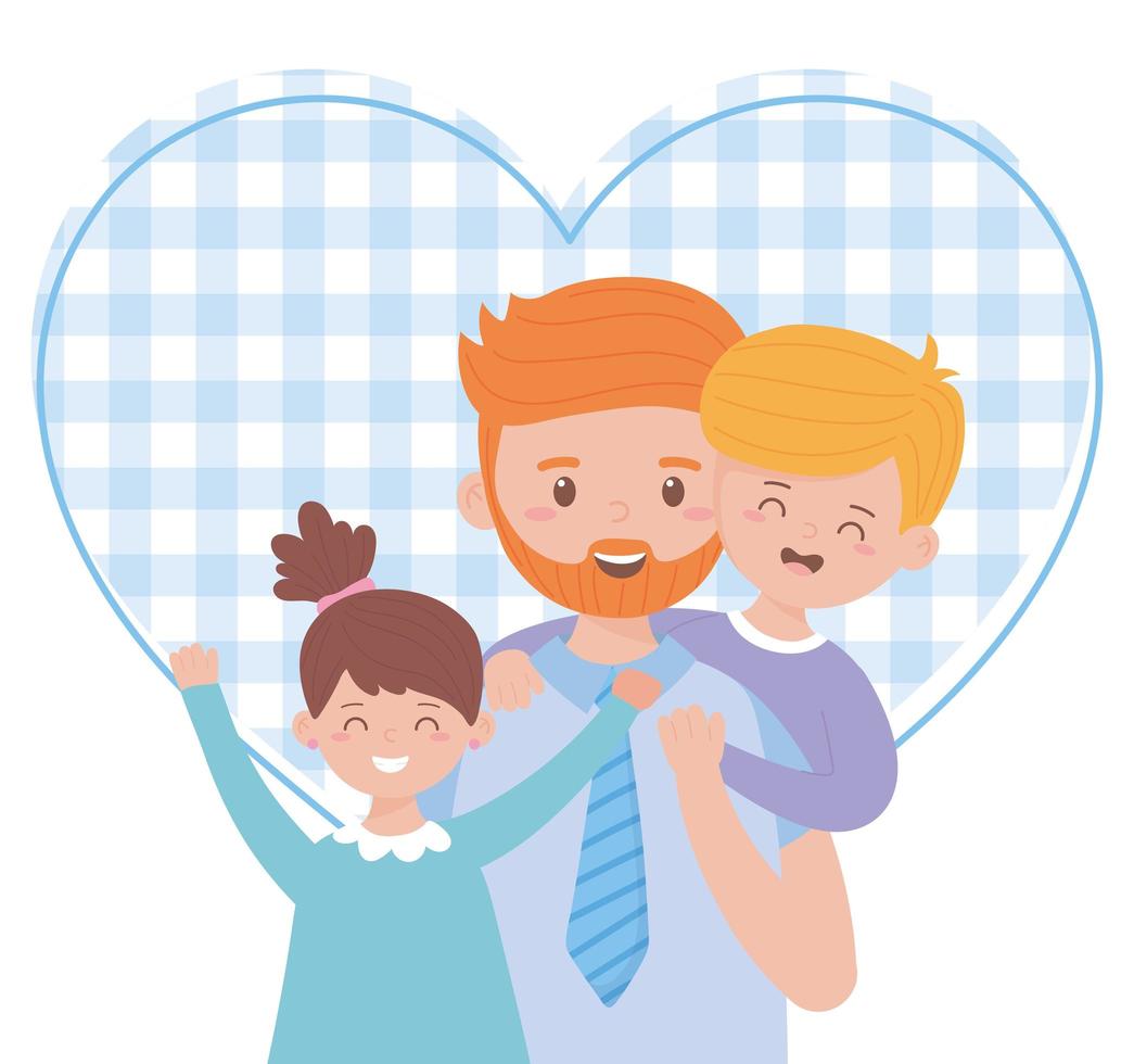 pai, filho e filha no desenho vetorial do dia dos pais vetor
