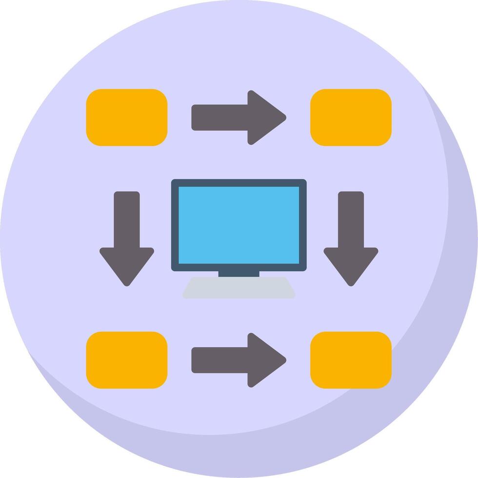 fluxo de trabalho plano bolha ícone vetor