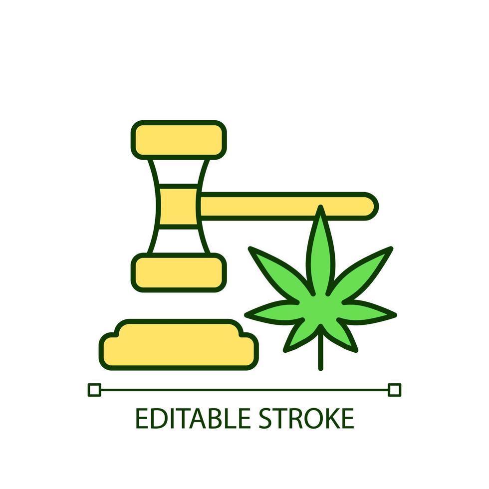 ícone de cor rgb de legalização de cannabis. uso recreativo legal. legalidade da maconha. indústria de cannabis. iniciativas de reforma. ilustração isolada do vetor. desenho de linha preenchido simples. curso editável vetor